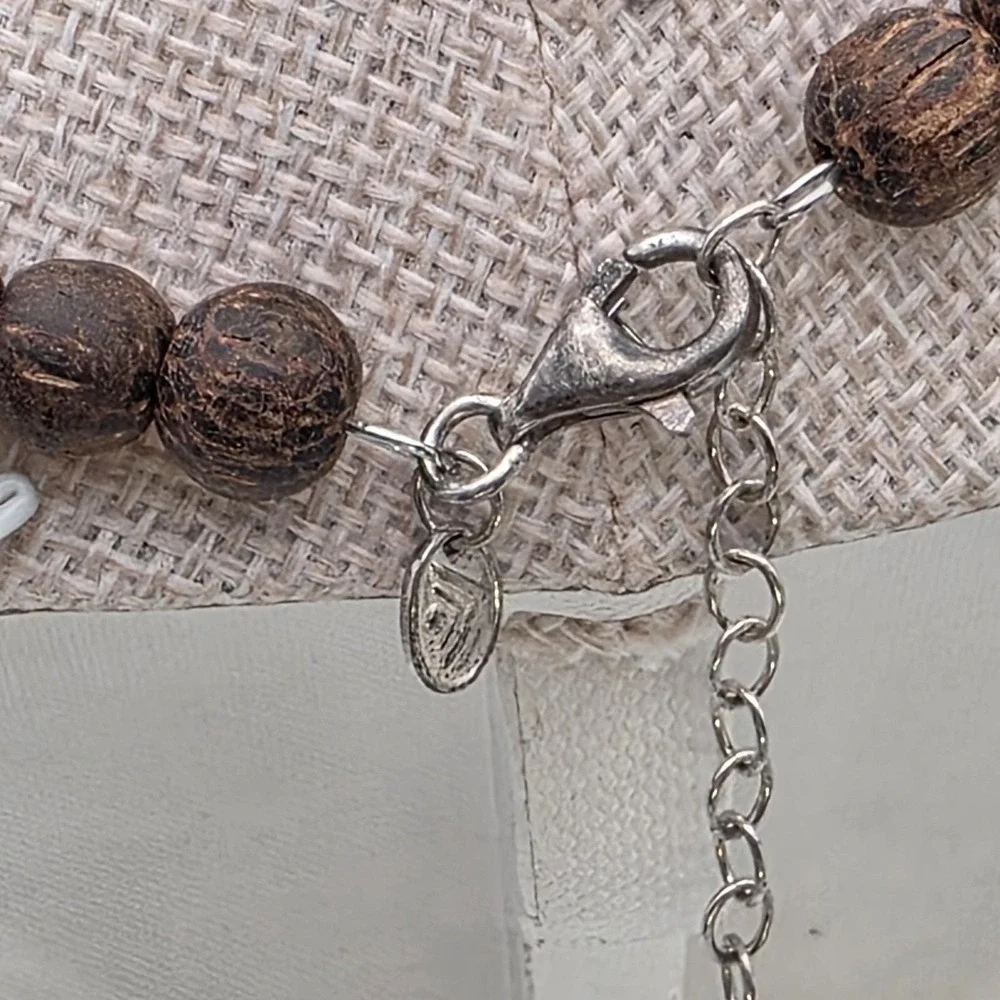 Vtg SILPADA Necklace Honey Jade, Tiger's Eye, 925 Sterling Silver, Wood Bead 16" - Picture 6 of 8